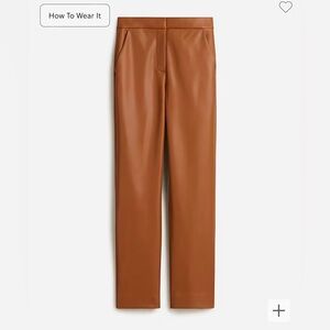 J. Crew Kate straight leg pants in faux leather saddle tan sold out online 2